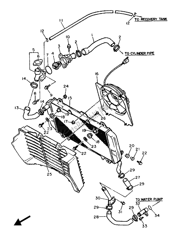 Todas las partes para Radiador Y Manguera de Yamaha FZR 1000 1987