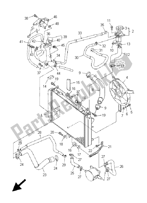 All parts for the Radiator & Hose of the Yamaha FJR 1300 2001