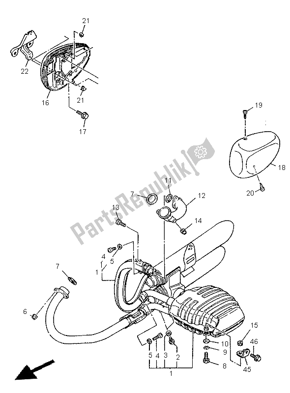 Toutes les pièces pour le échappement du Yamaha XV 535 Virago 1999