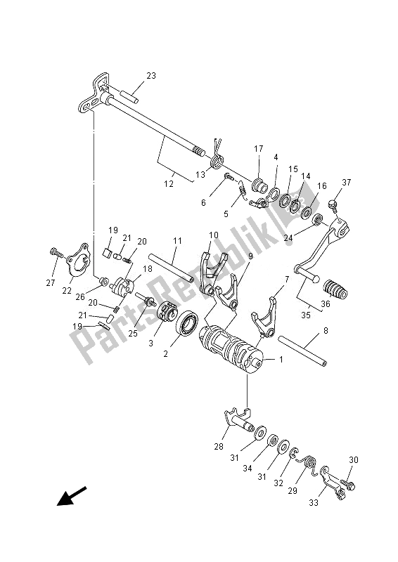 All parts for the Shift Cam & Fork of the Yamaha YFM 700 Rsed 2013