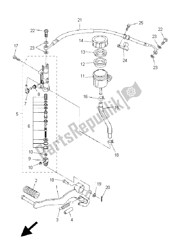 Toutes les pièces pour le Maître-cylindre Arrière du Yamaha FZ1 S Fazer 1000 2008