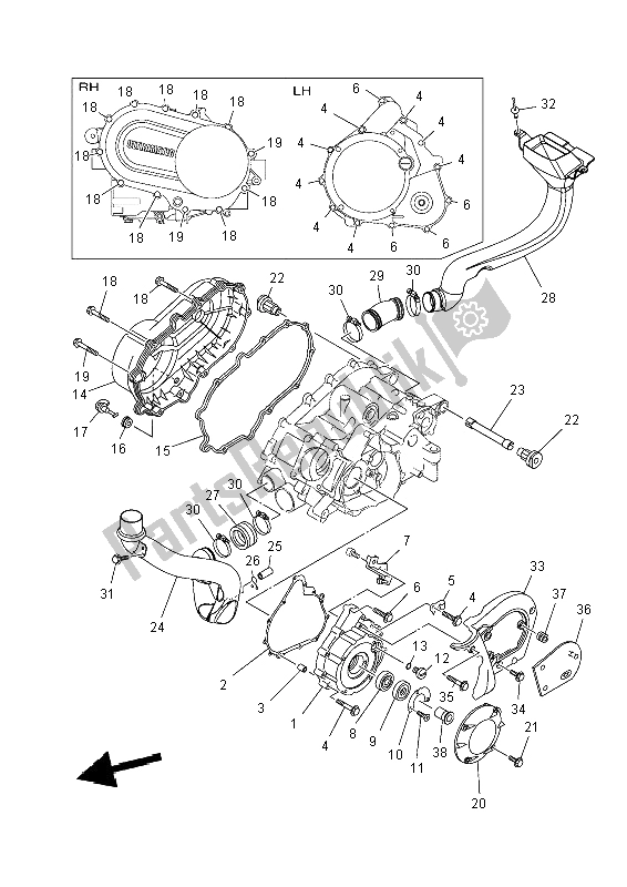 All parts for the Crankcase Cover 1 of the Yamaha YFM 450 FWA Grizzly 4X4 2014