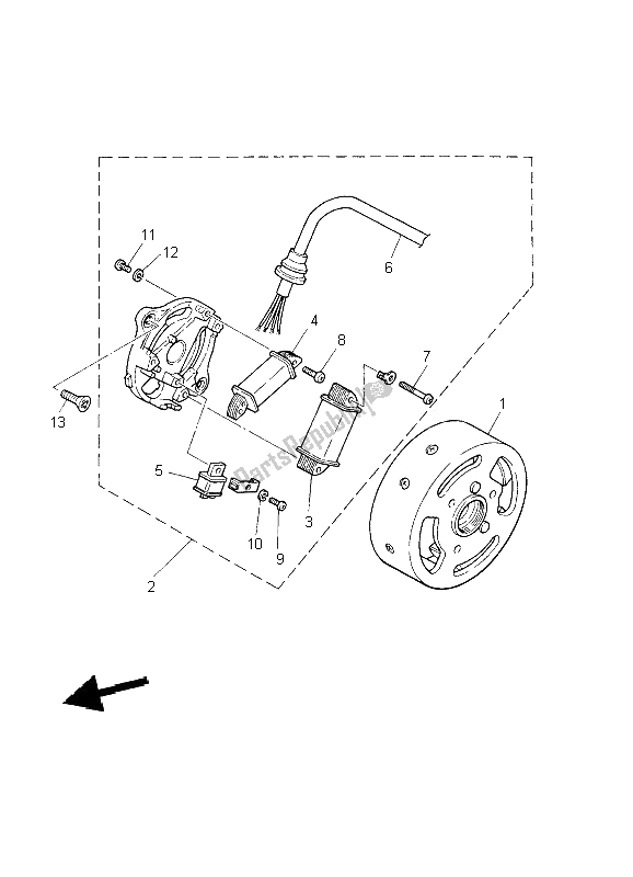 All parts for the Generator of the Yamaha PW 50 2002