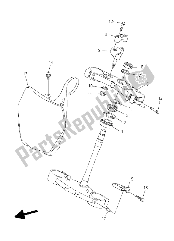 All parts for the Steering of the Yamaha YZ 450F 2009