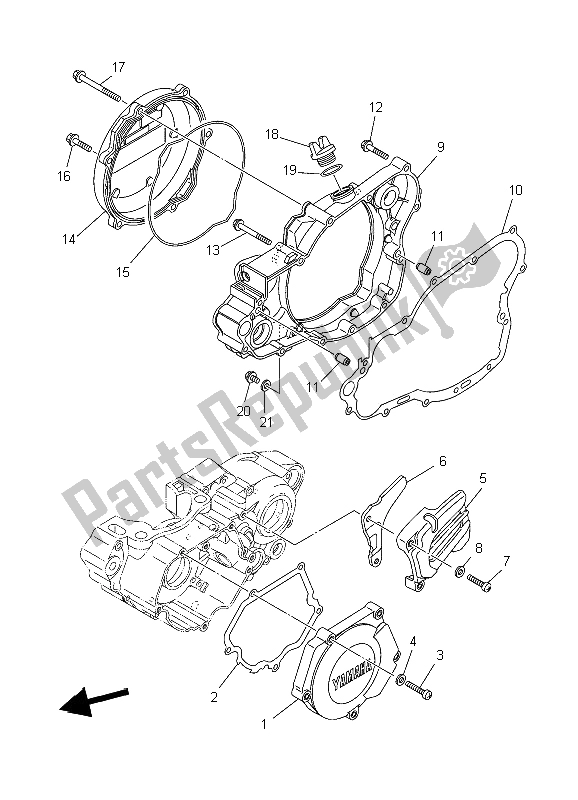 Todas as partes de Tampa Do Cárter 1 do Yamaha YZ 250 2006