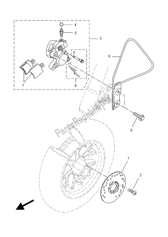 All parts for the Front Brake Caliper of the Yamaha CW 50 2015