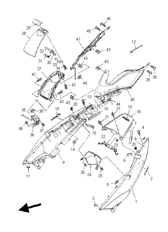 Tutte le parti per il Coperchio Laterale del Yamaha XP 500A T MAX 2010