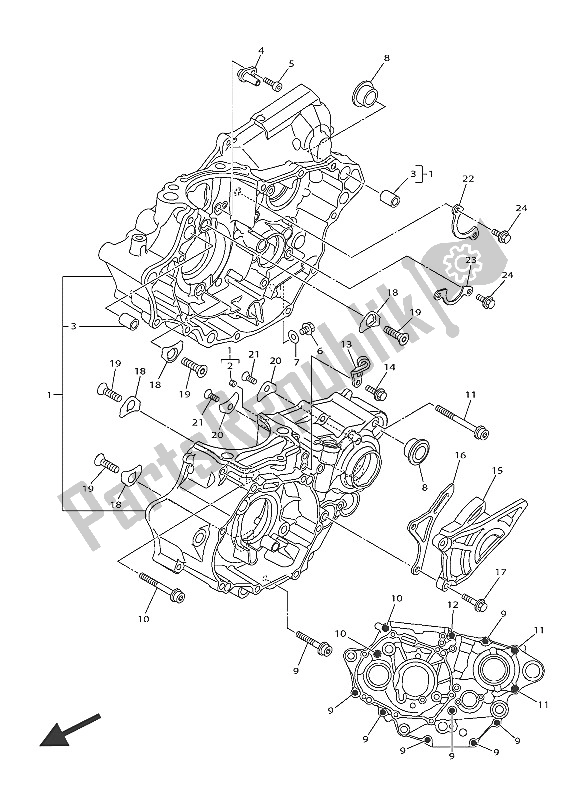 All parts for the Crankcase of the Yamaha WR 250F 2016