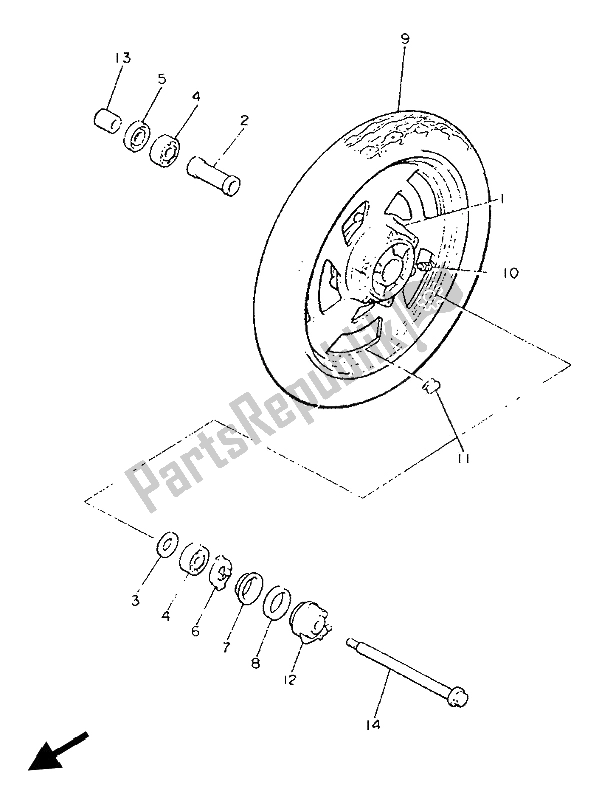 All parts for the Front Wheel of the Yamaha V MAX 12 1200 1993