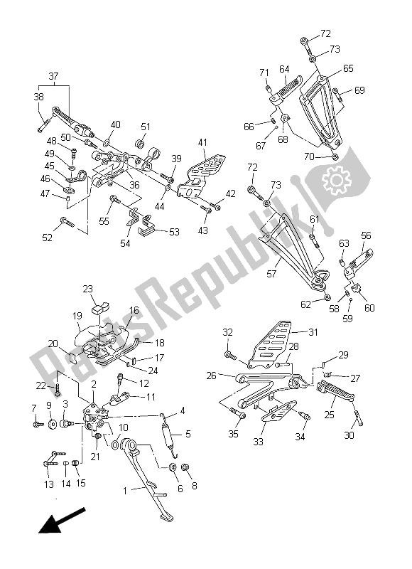 All parts for the Stand & Footrest of the Yamaha YZF R6 600 2014