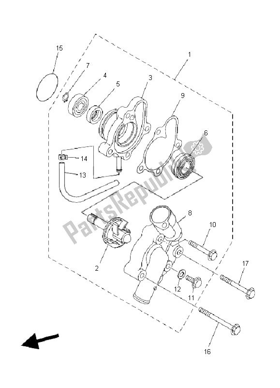 Alle onderdelen voor de Waterpomp van de Yamaha YFM 450F Grizzly EPS Yamaha Black 2011
