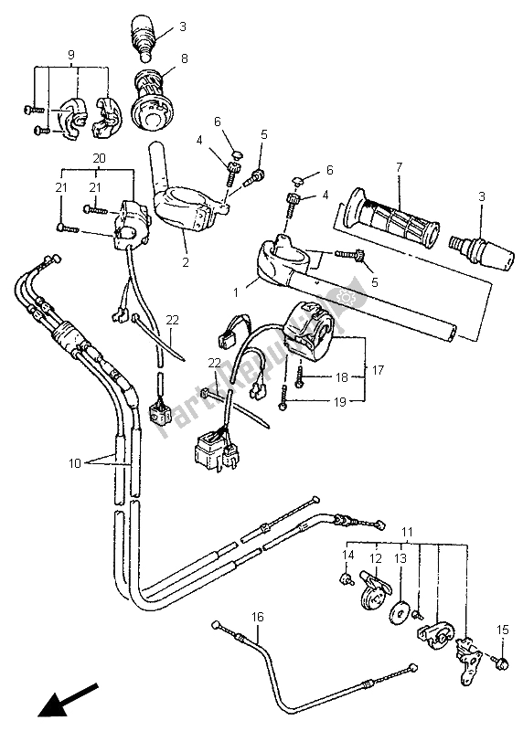 Toutes les pièces pour le Poignée Et Câble De Direction du Yamaha YZF 750R 1996