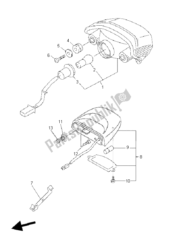 Alle onderdelen voor de Achterlicht van de Yamaha FZ6 SA Fazer 600 2006