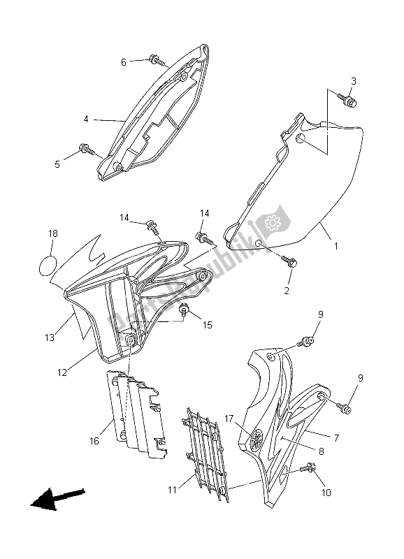 All parts for the Side Cover of the Yamaha YZ 250 2004