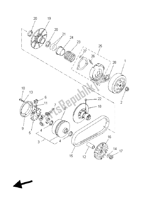 All parts for the Clutch of the Yamaha YP 250 RA X MAX 2011