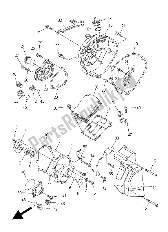 Alle onderdelen voor de Carterdeksel 1 van de Yamaha FZ8 N 800 2014