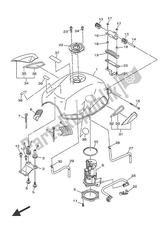 Todas las partes para Tanque De Combustible (ms1) de Yamaha XJ6F 600 2016