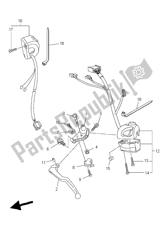 All parts for the Handle Switch & Lever of the Yamaha FZ8 NA 800 2013