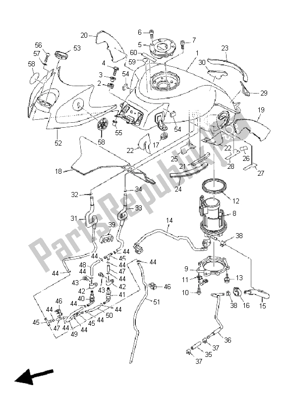 Todas las partes para Depósito De Combustible de Yamaha MT 01 5 YU3 1670 2006