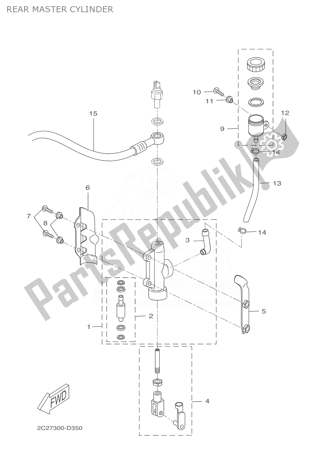 Todas as partes de Cilindro Mestre Traseiro do Yamaha DT 50 2006