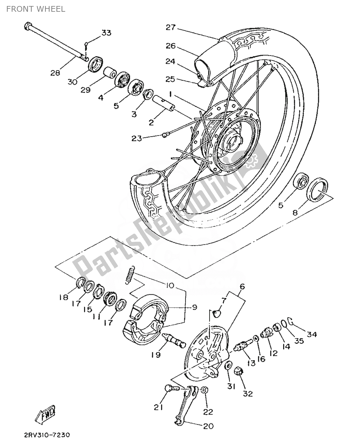 Wszystkie części do Przednie Ko? O Yamaha FS1 1987