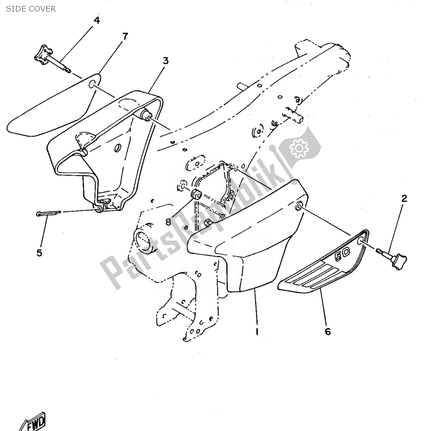 Todas las partes para Cubierta Lateral de Yamaha FS1 1980