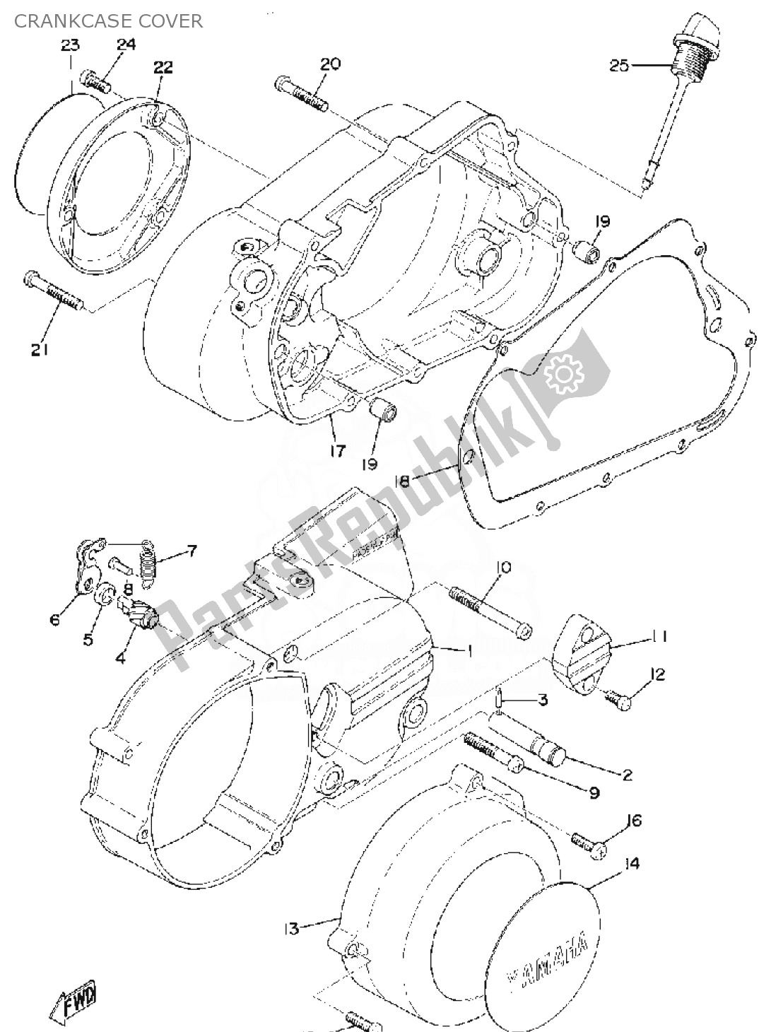 Tutte le parti per il Coperchio Del Carter del Yamaha RD 200 1974