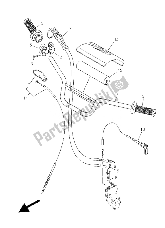 All parts for the Steering Handle & Cable of the Yamaha TT R 110E 2013