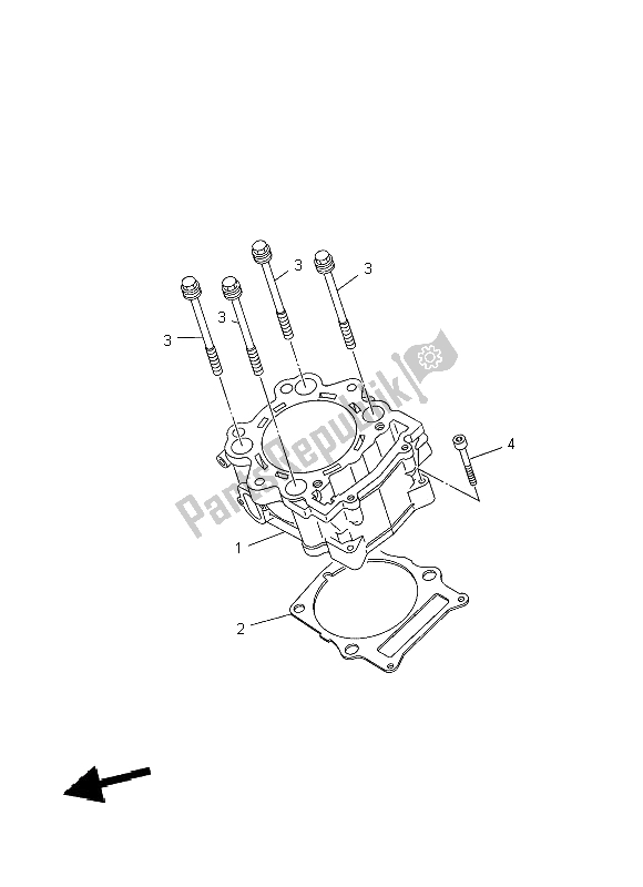 All parts for the Cylinder of the Yamaha YFM 700 Fwad Grizzly 4X4 2014