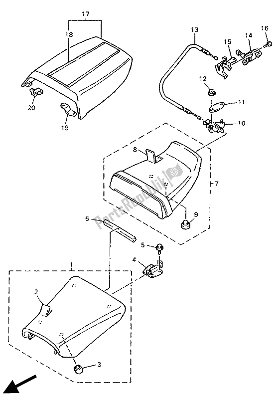 Toutes les pièces pour le Siège du Yamaha FZR 600R 1994