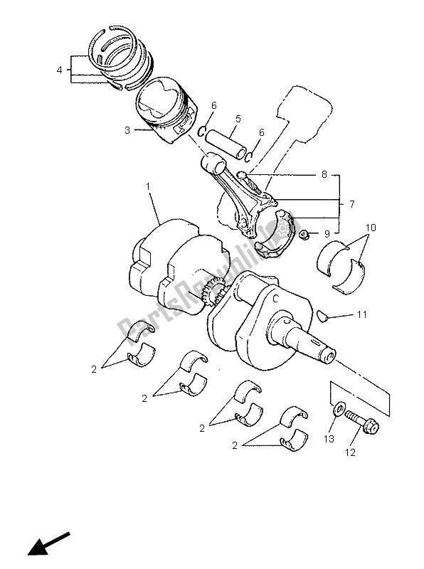 All parts for the Crankshaft & Piston of the Yamaha XVZ 1300 Royalstar 1996