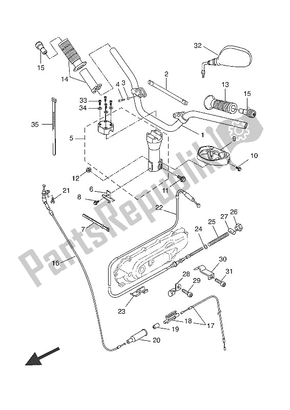 All parts for the Steering Handle & Cable of the Yamaha CW 50N 2016