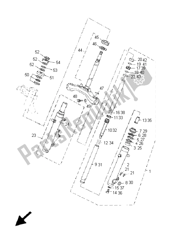 All parts for the Steering of the Yamaha YP 250R X MAX 2007