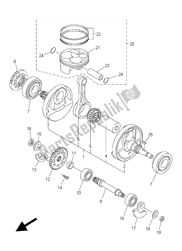 Tutte le parti per il Albero Motore E Pistone del Yamaha YZ 250 FX 2015