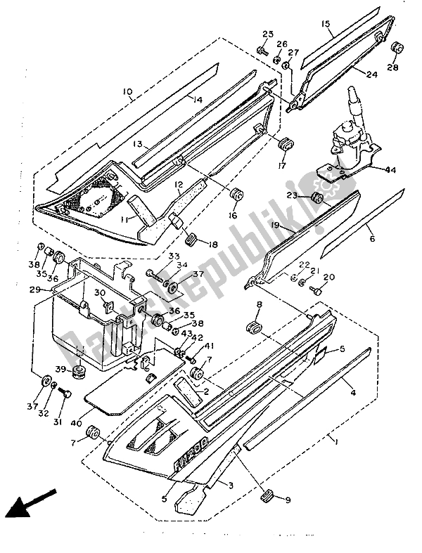 Toutes les pièces pour le Couvercle Latéral Et Réservoir D'huile du Yamaha FJ 1200 1990