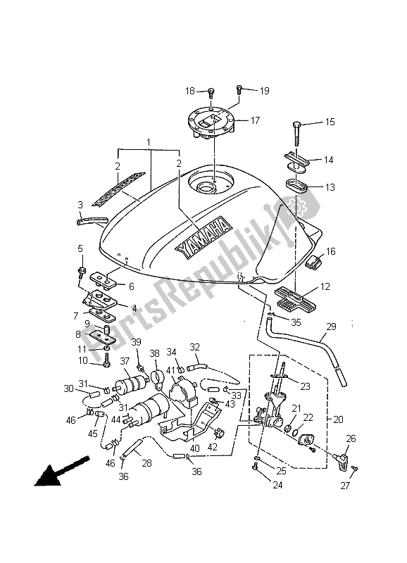 Tutte le parti per il Serbatoio Di Carburante del Yamaha XJ 600S Diversion 2000