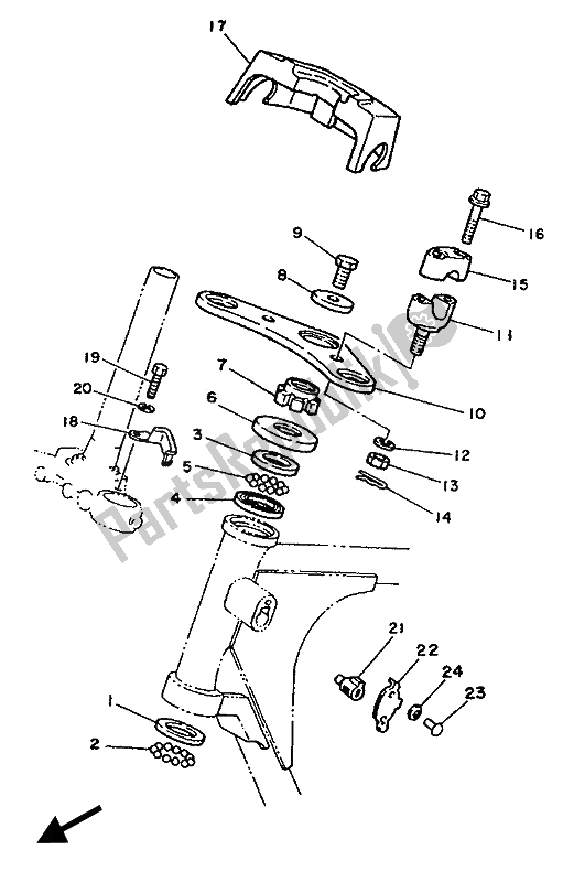 All parts for the Steering of the Yamaha SR 125 1989