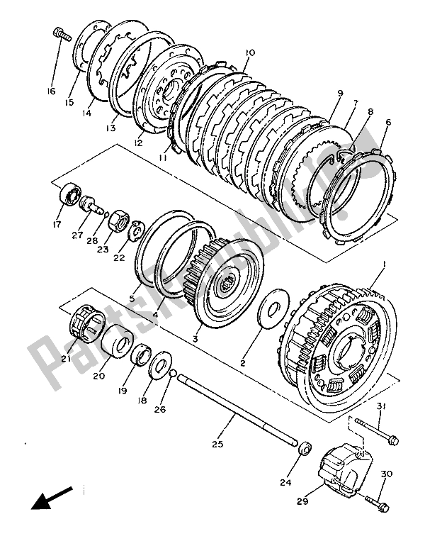 Toutes les pièces pour le Embrayage du Yamaha FJ 1200 1987