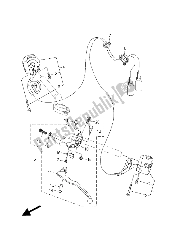 All parts for the Handle Switch & Lever of the Yamaha YZF R3A 300 2015