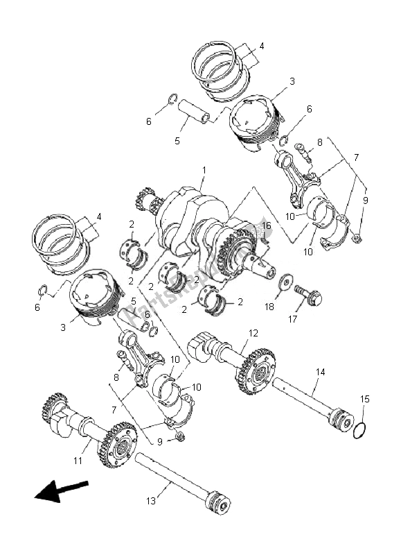 Toutes les pièces pour le Vilebrequin Et Piston du Yamaha TDM 900 2007