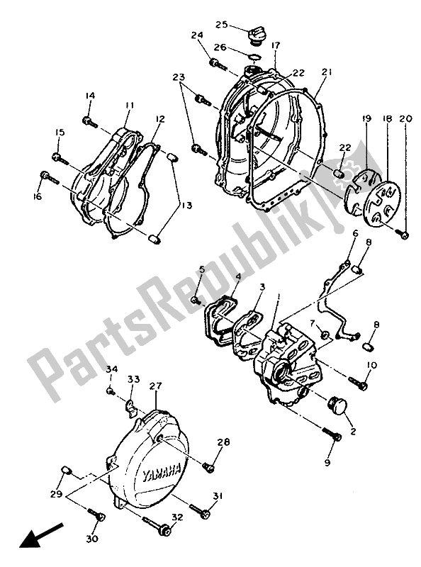 Tutte le parti per il Coperchio Del Carter 1 del Yamaha FZR 600 Genesis 1989