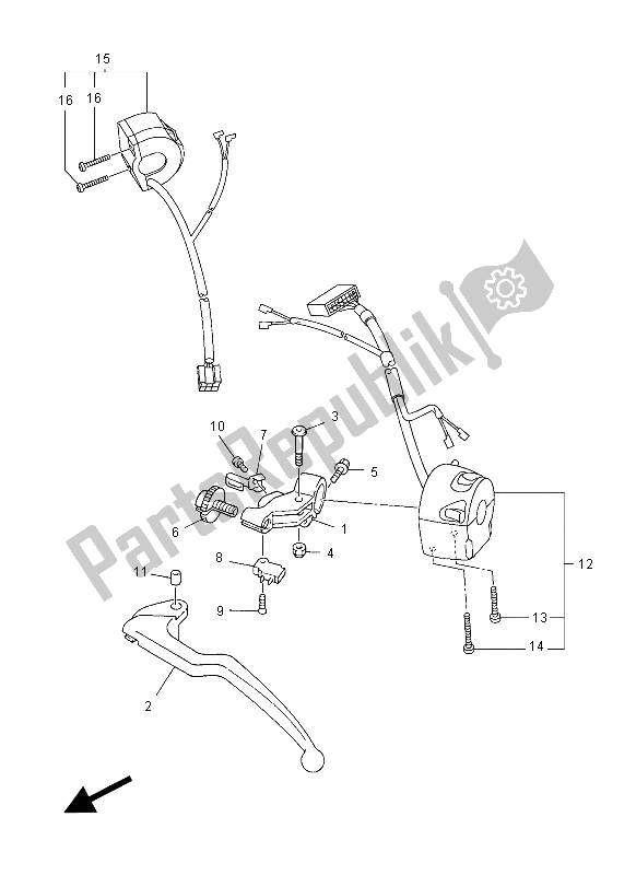 All parts for the Handle Switch & Lever of the Yamaha FZ1 SA 1000 2012