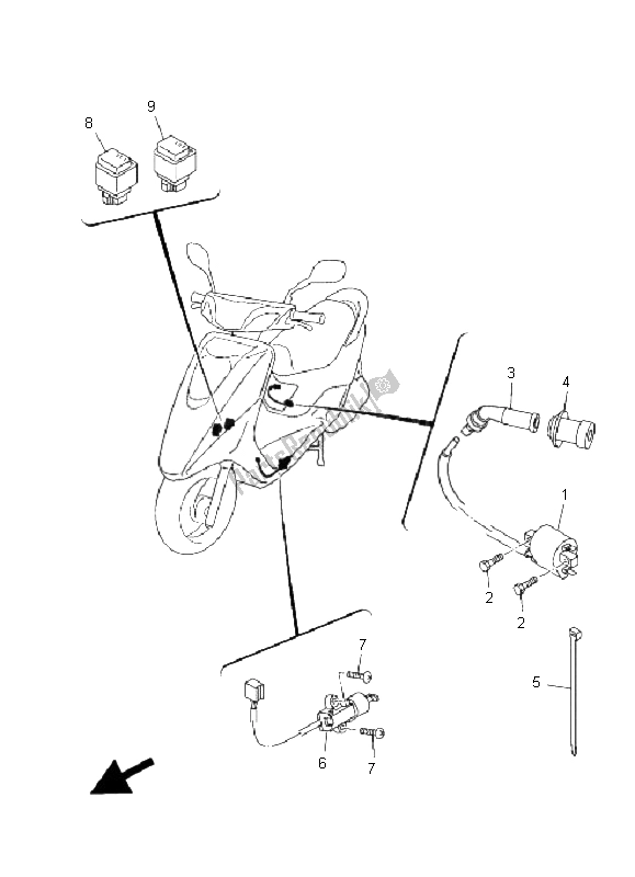 All parts for the Electrical 2 of the Yamaha XC 125E Vity 2008