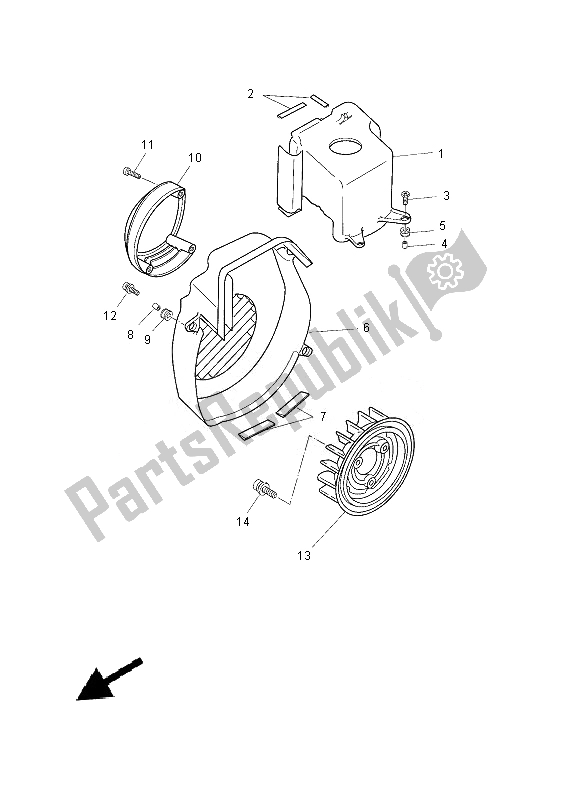 All parts for the Air Shroud & Fan of the Yamaha CW 50N 2013