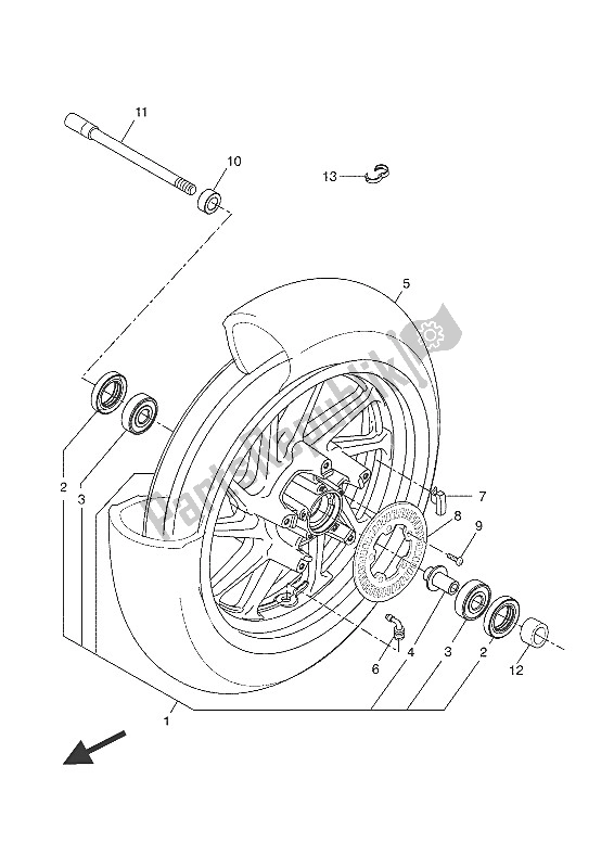 All parts for the Front Wheel of the Yamaha YP 400 RA 2016