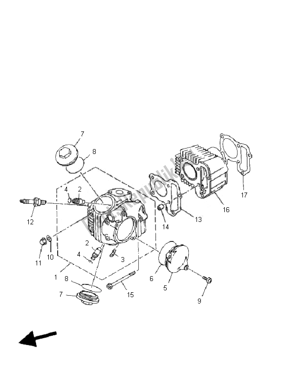 All parts for the Cylinder of the Yamaha YFM 80R 2007