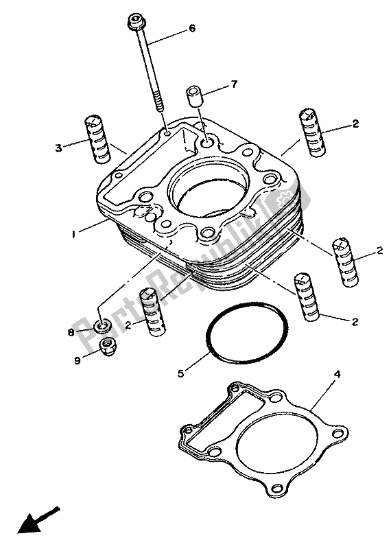 Todas as partes de Cilindro do Yamaha XT 350 1992