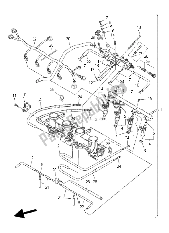 All parts for the Intake 2 of the Yamaha FZ6 S Fazer 600 2007