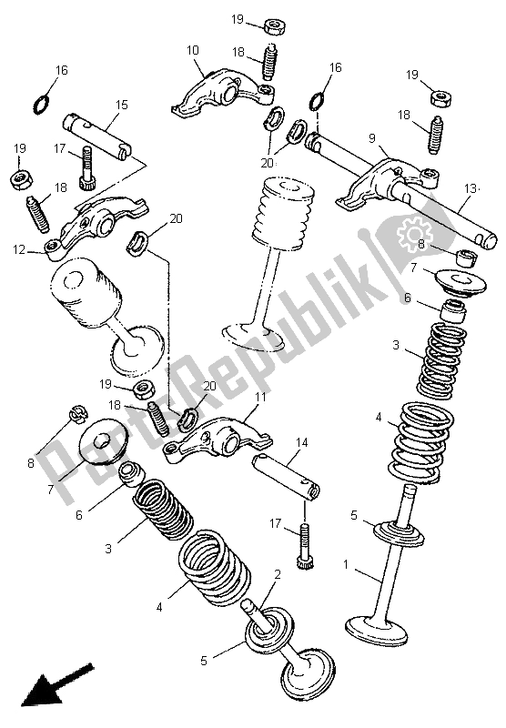 Tutte le parti per il Valvola del Yamaha TT 600E 1996