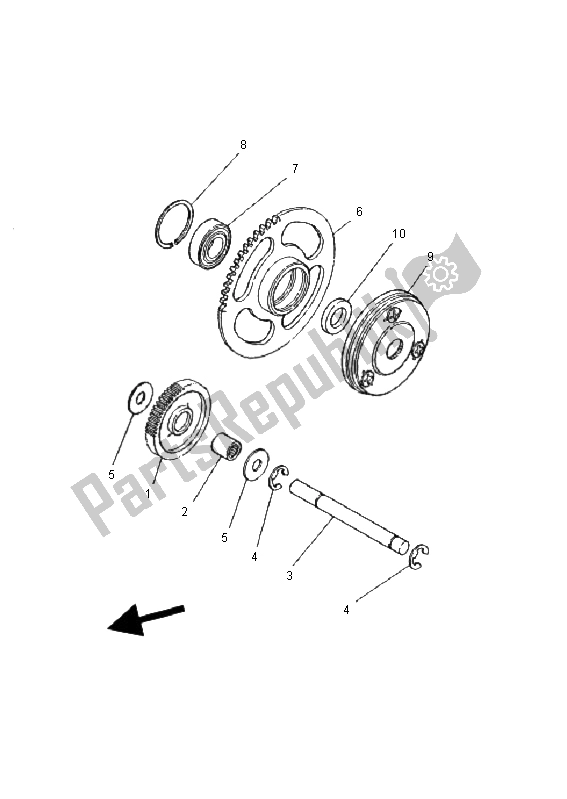 All parts for the Starter Clutch of the Yamaha YFM 125 Breeze 2001